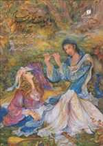 رباعیات حکیم عمر خیام - پنج زبان گلاسه وزیری گالینگور با قاب - یساولی